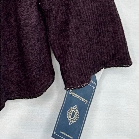 Democracy NWT Plum Marled Sweater‎ Metallic Trim Scoop Neck Y2K Streetwear Sz XL - Picture 4 of 8